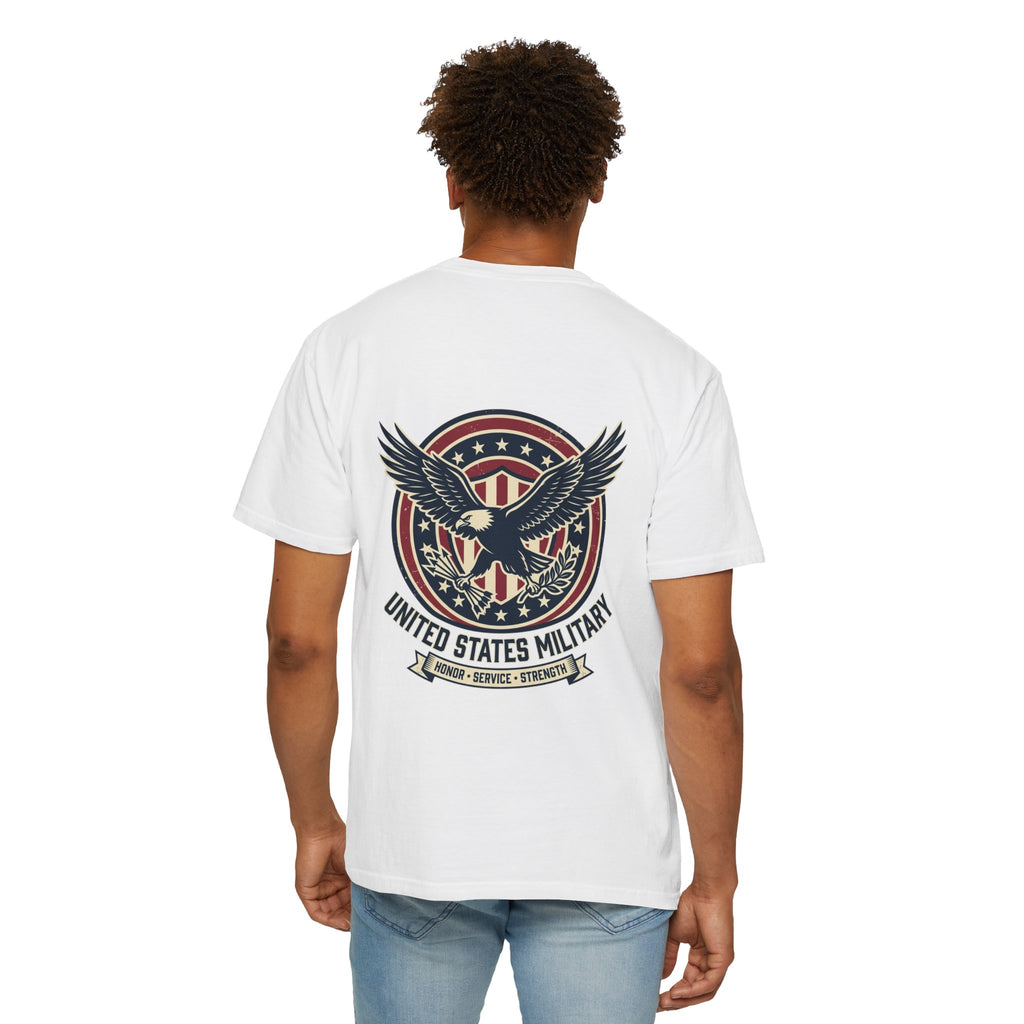 United States Military Eagle Crest T-Shirt | American Flag Shield