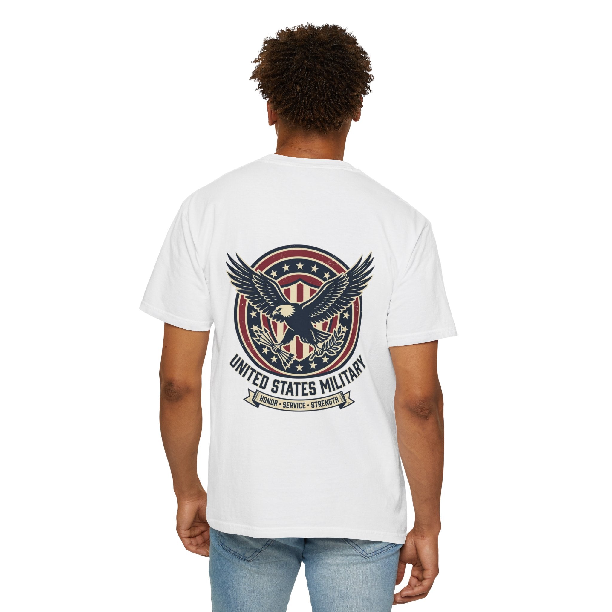 United States Military Eagle Crest T-Shirt | American Flag Shield
