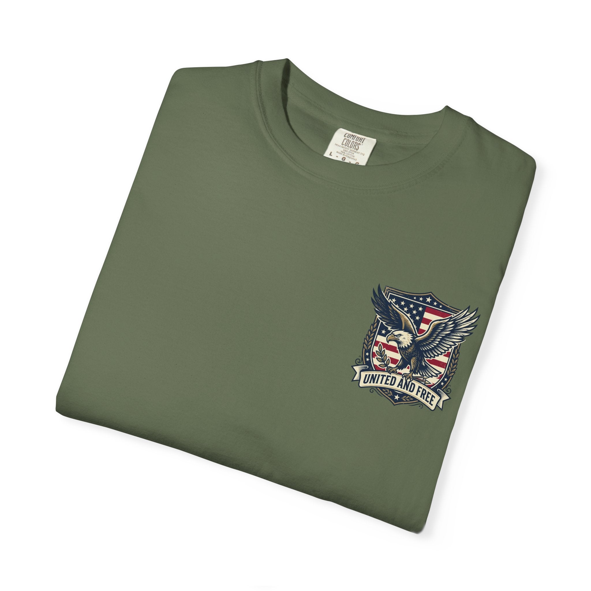 United States Military Eagle Crest T-Shirt | American Flag Shield