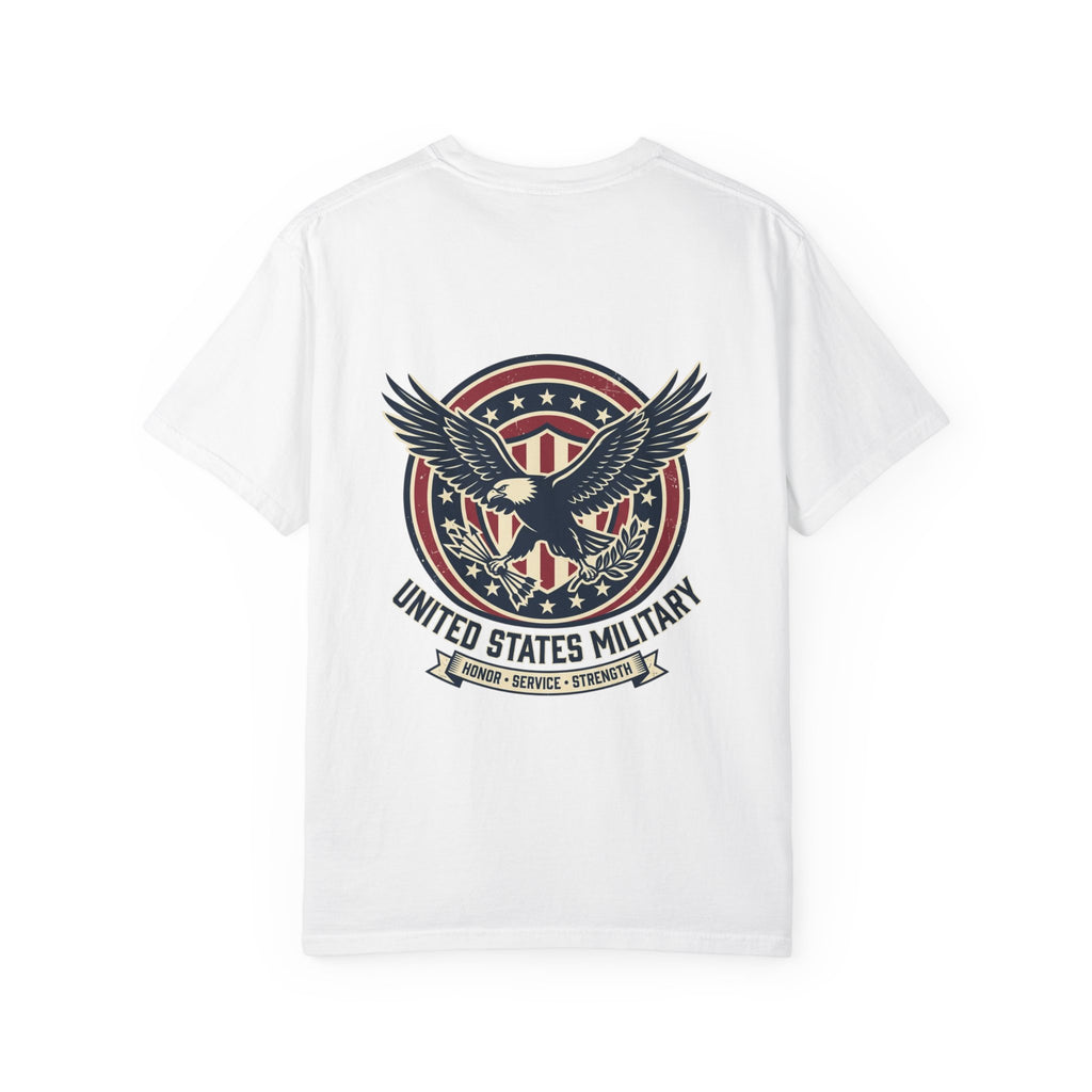 United States Military Eagle Crest T-Shirt | American Flag Shield