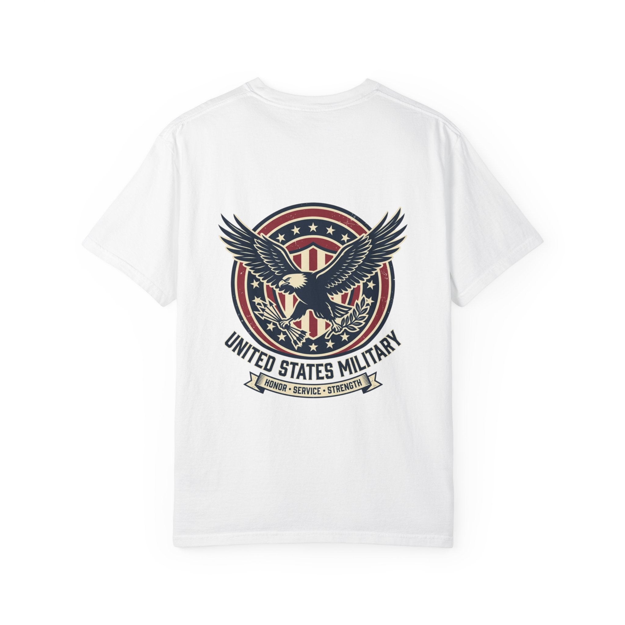 United States Military Eagle Crest T-Shirt | American Flag Shield