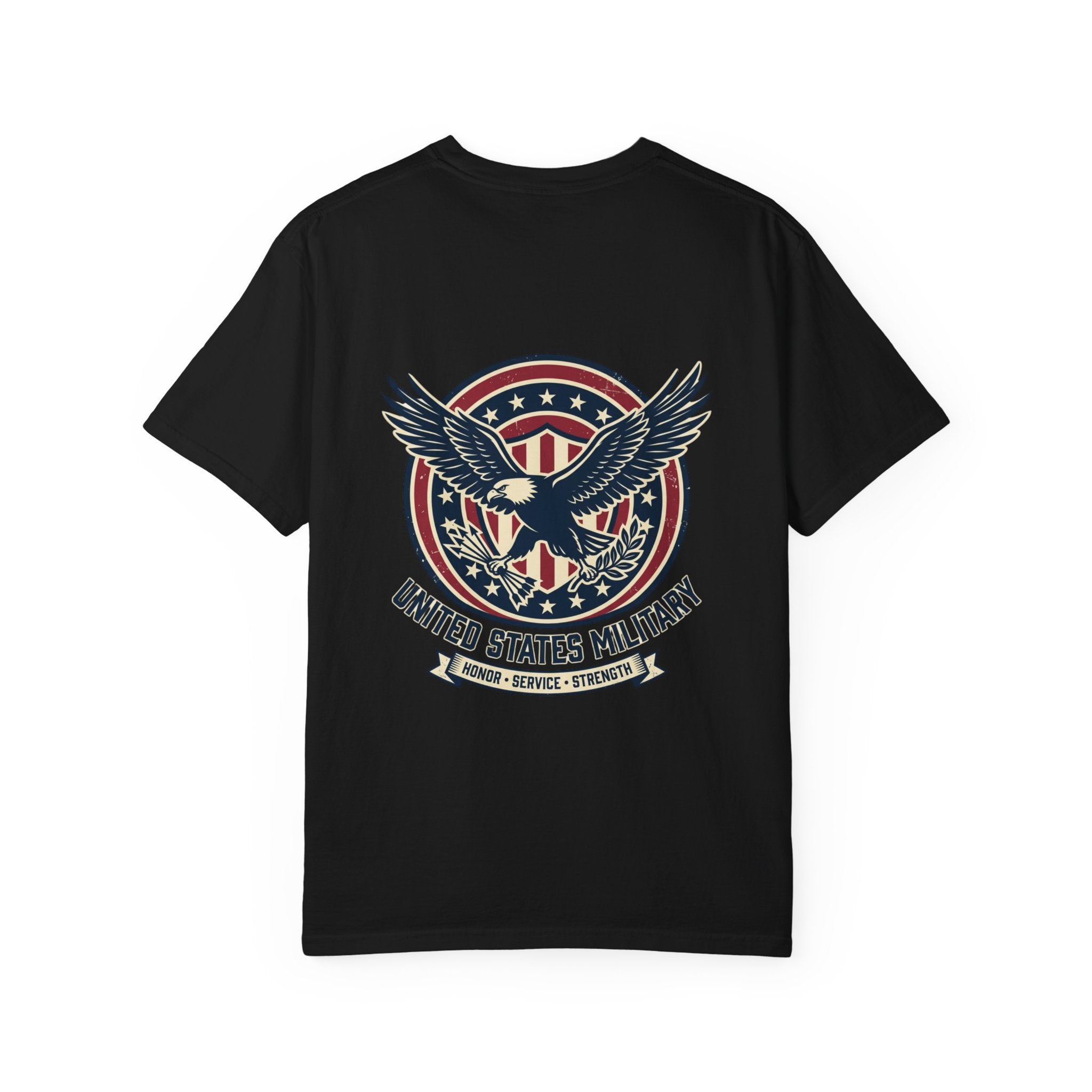 United States Military Eagle Crest T-Shirt | American Flag Shield