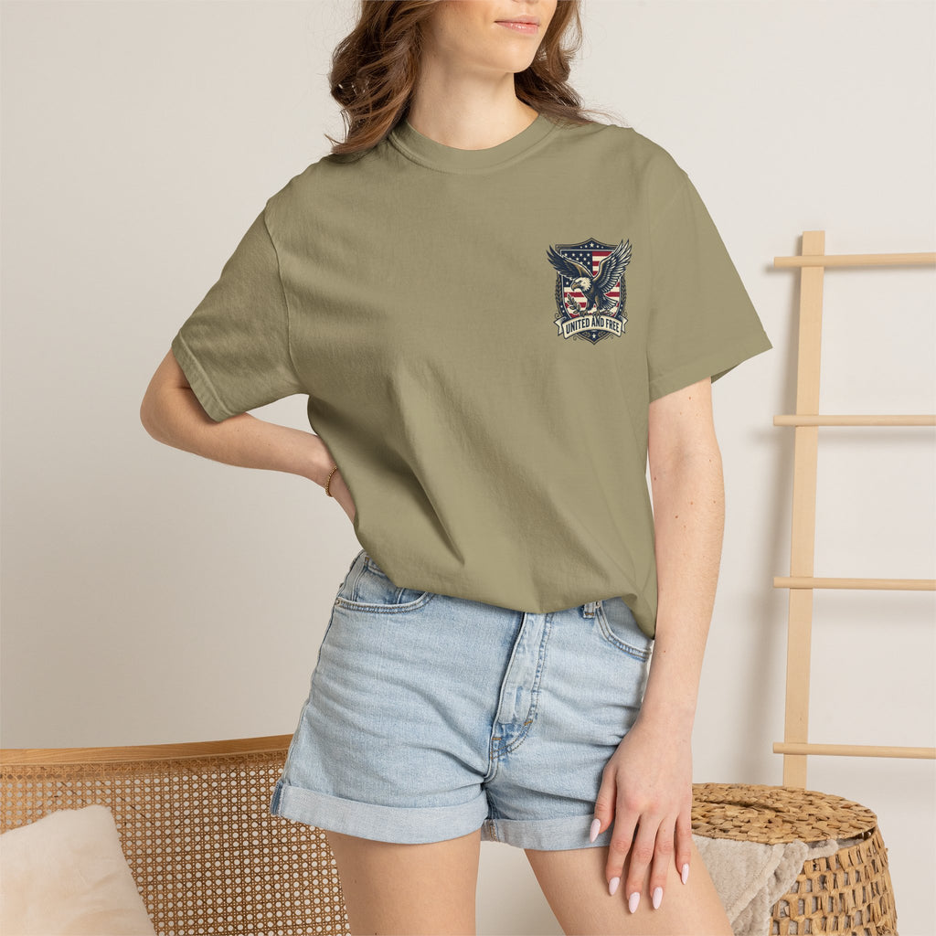 United States Military Eagle Crest T-Shirt | American Flag Shield
