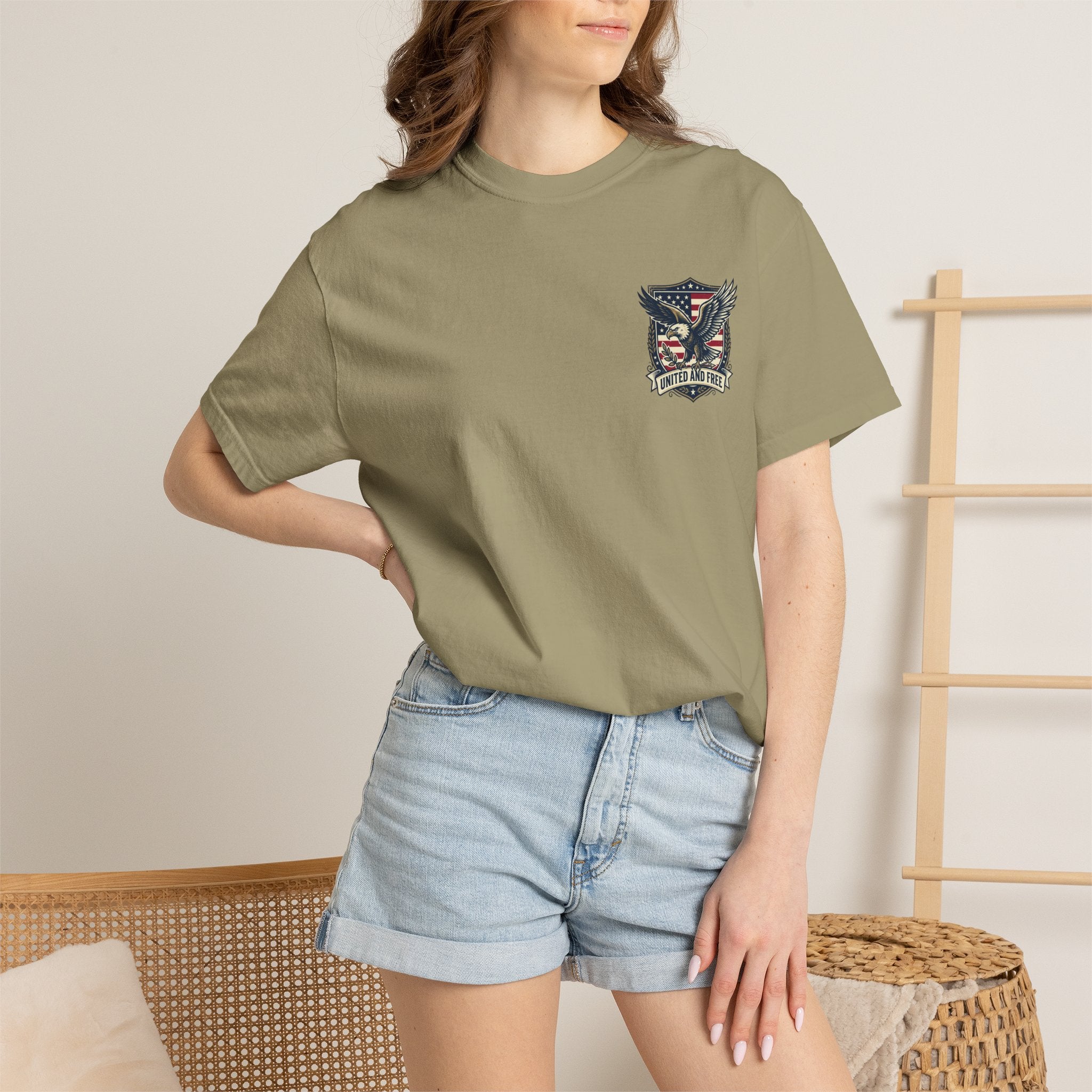 United States Military Eagle Crest T-Shirt | American Flag Shield
