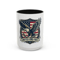 United and Free Eagle Mug Patriotic Two-Tone Accent Coffee Cup (11oz, 15oz)