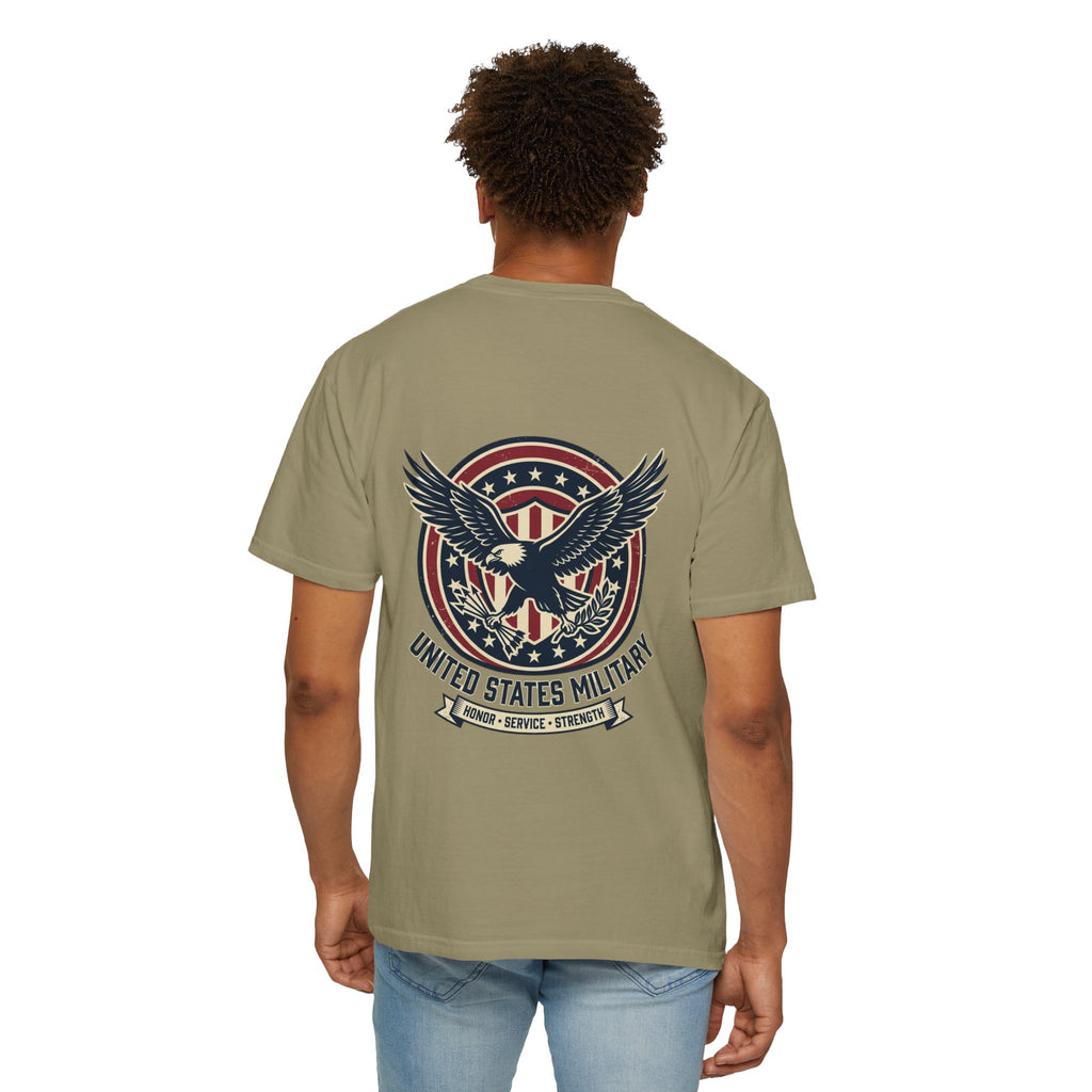 United States Military Eagle Crest T-Shirt | American Flag Shield