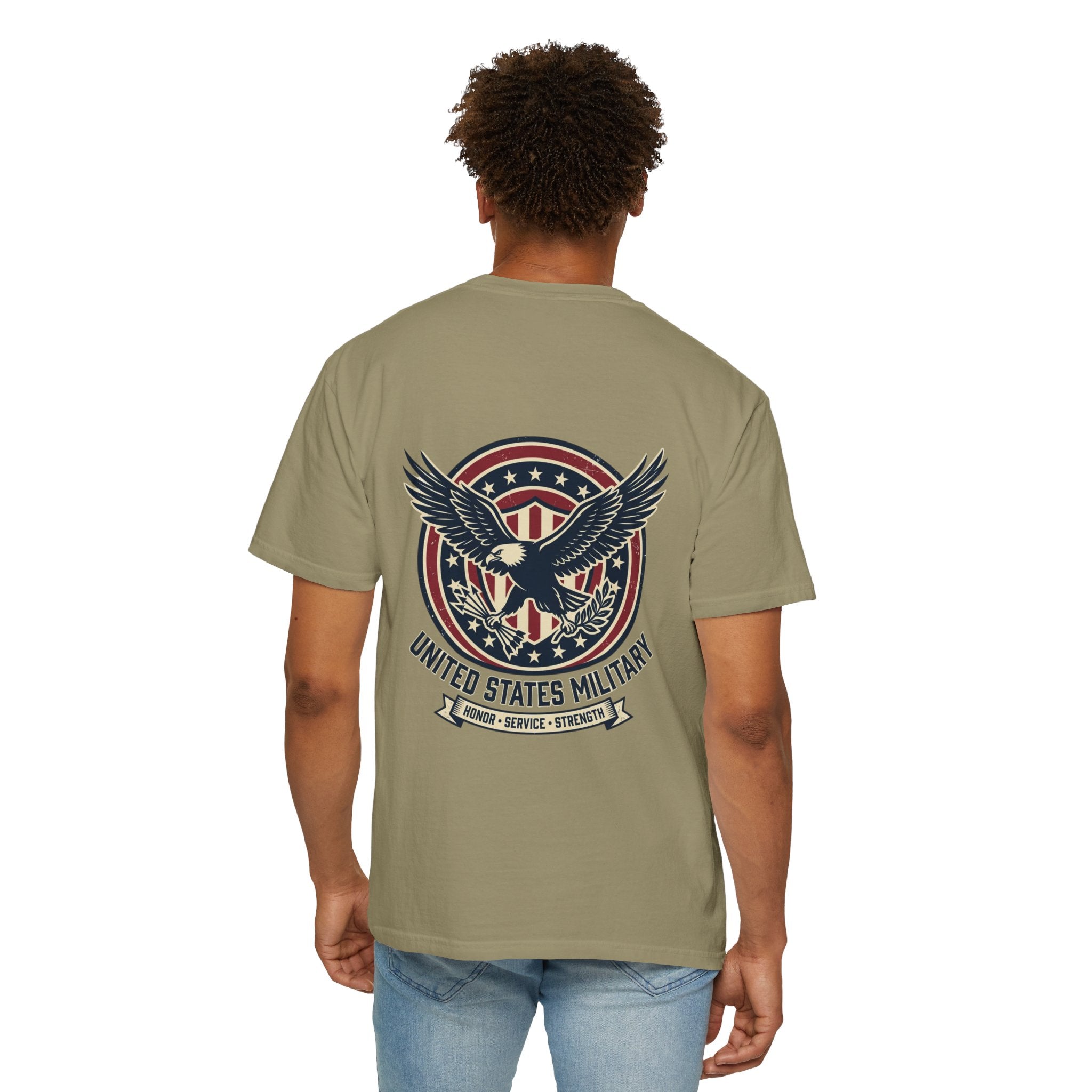 United States Military Eagle Crest T-Shirt | American Flag Shield