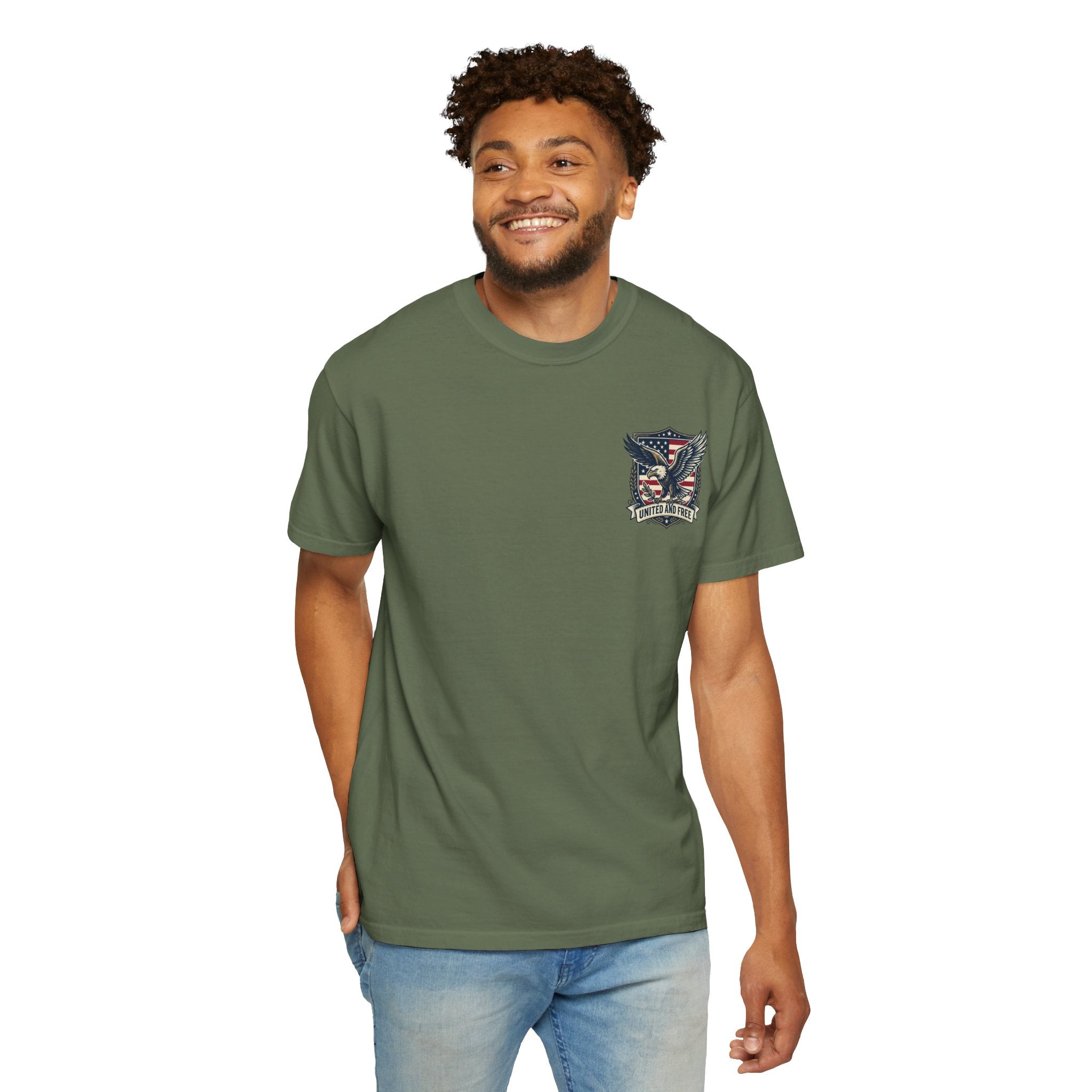 United States Military Eagle Crest T-Shirt | American Flag Shield