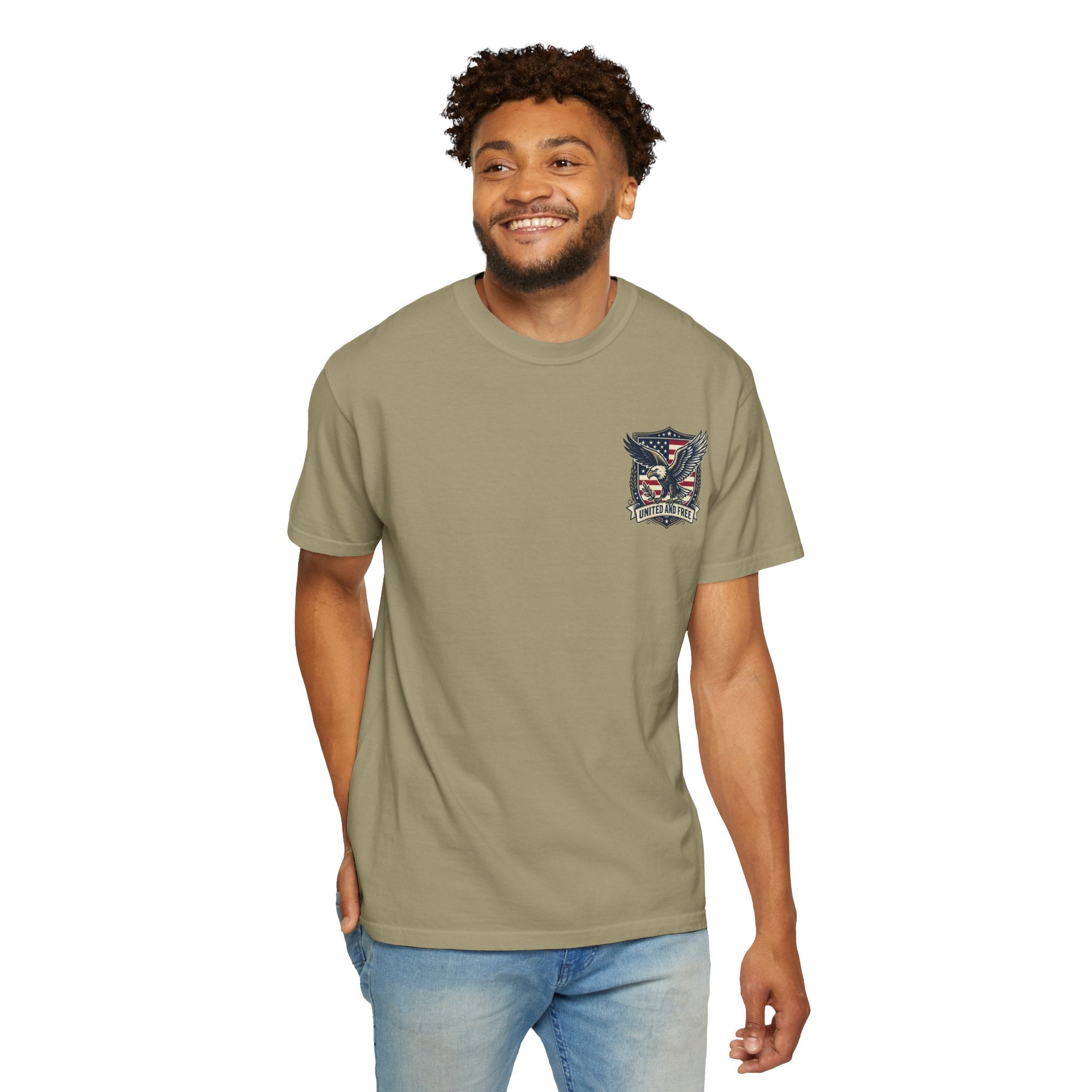 United States Military Eagle Crest T-Shirt | American Flag Shield