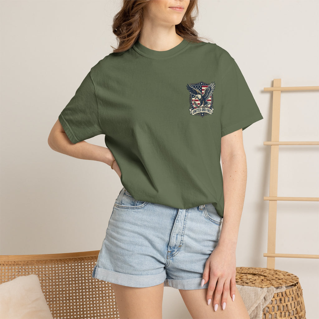 United States Military Eagle Crest T-Shirt | American Flag Shield