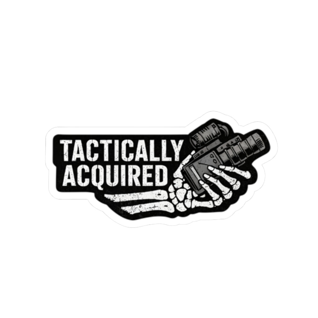 Tactically Acquired Sticker Skeleton Hand Holding Gear Kiss-Cut Decal