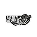 Tactically Acquired Sticker Skeleton Hand Holding Gear Kiss-Cut Decal