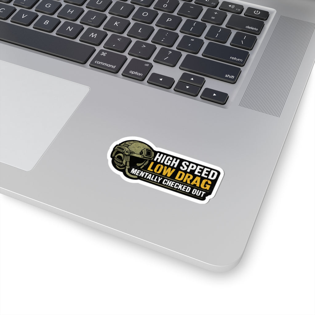 High Speed Low Drag Sticker — Military Pilot Helmet Kiss-Cut Decal