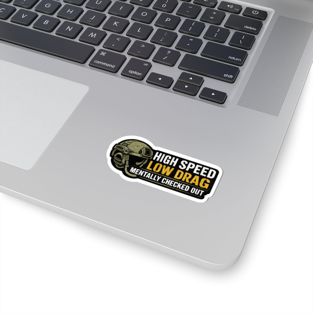 High Speed Low Drag Sticker — Military Pilot Helmet Kiss-Cut Decal