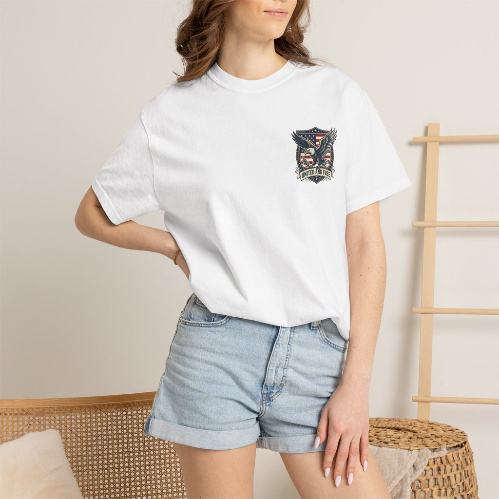 United States Military Eagle Crest T-Shirt | American Flag Shield