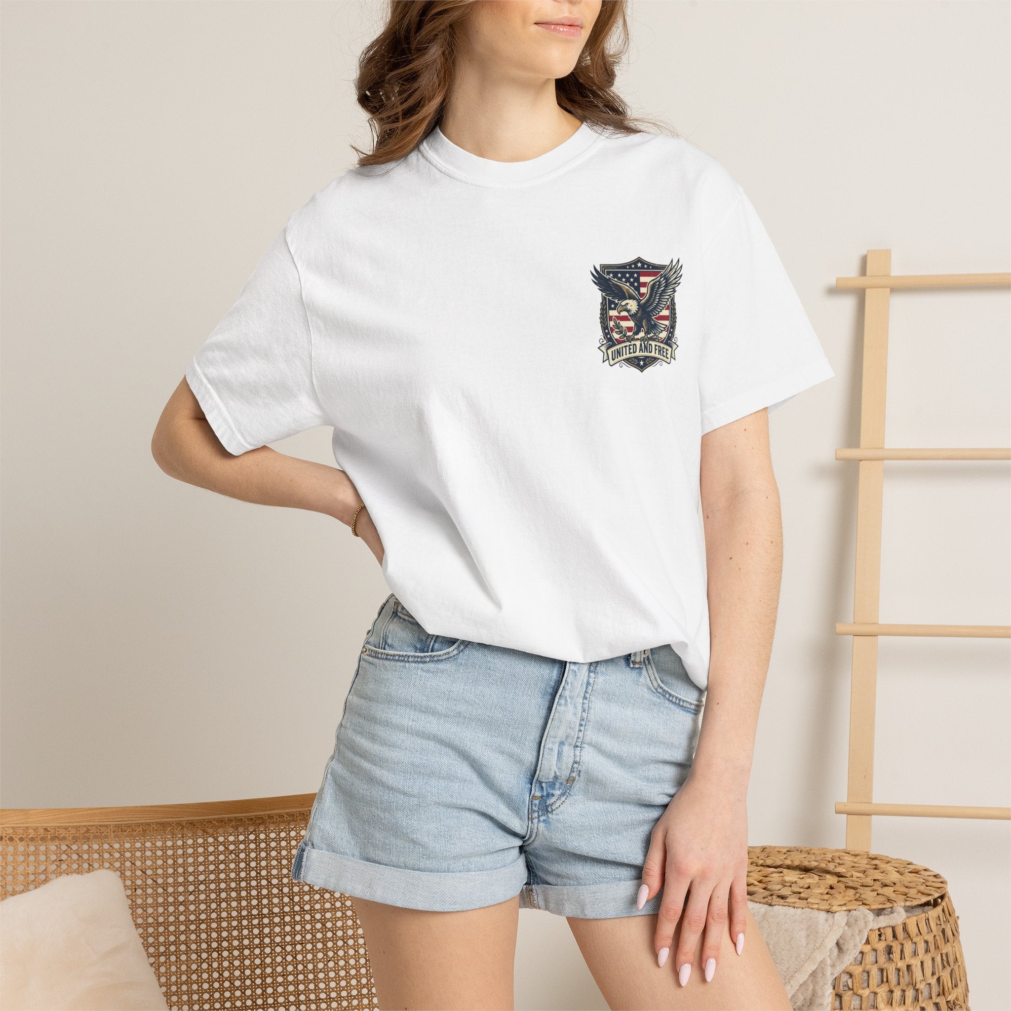 United States Military Eagle Crest T-Shirt | American Flag Shield