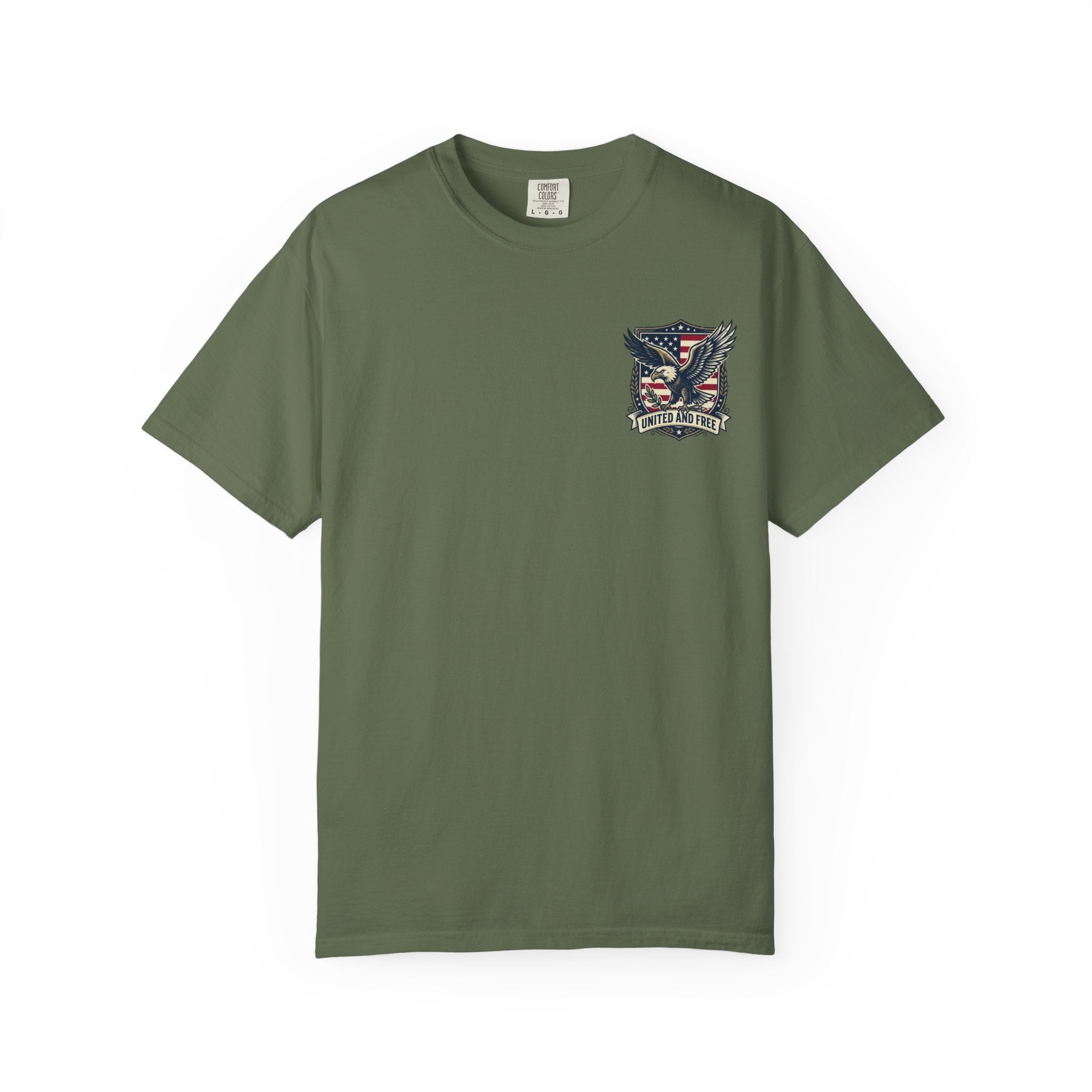 United States Military Eagle Crest T-Shirt | American Flag Shield