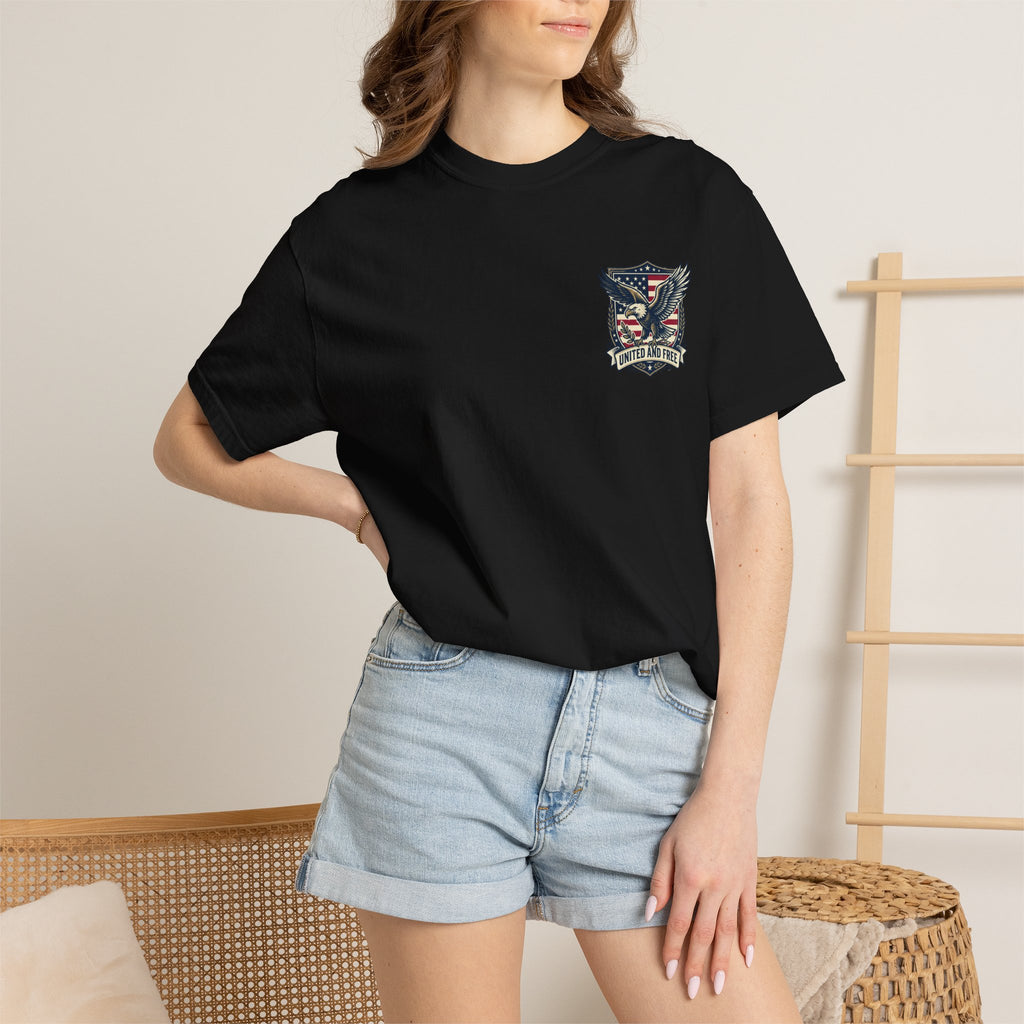 United States Military Eagle Crest T-Shirt | American Flag Shield