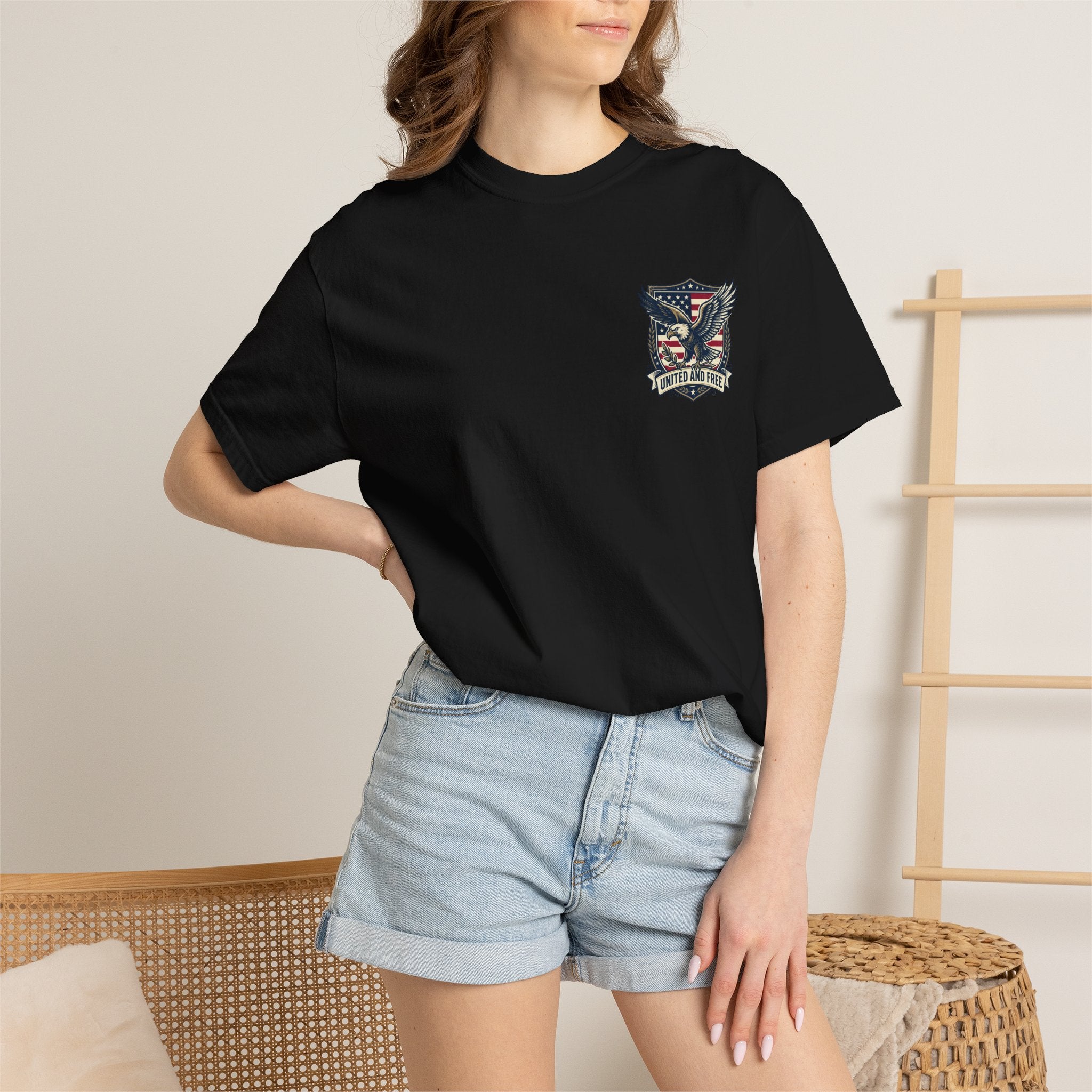 United States Military Eagle Crest T-Shirt | American Flag Shield
