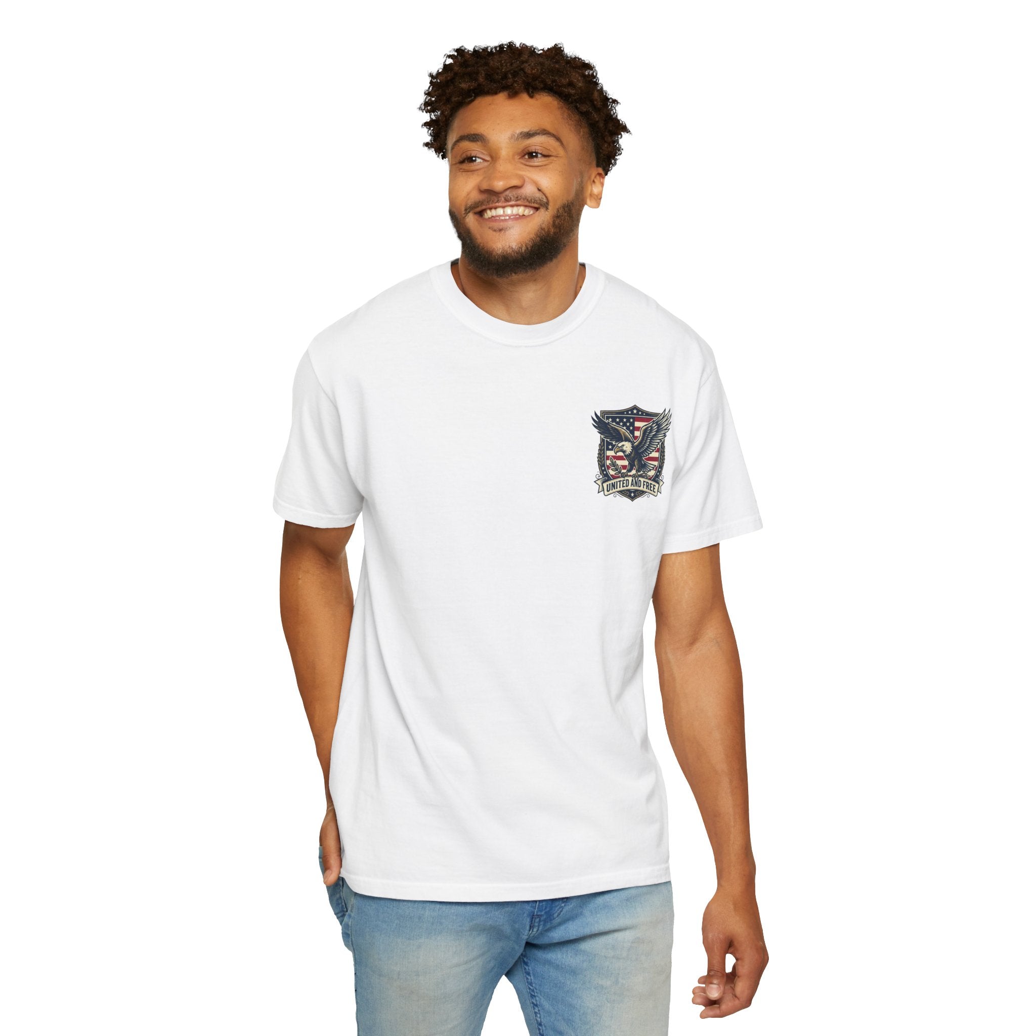 United States Military Eagle Crest T-Shirt | American Flag Shield