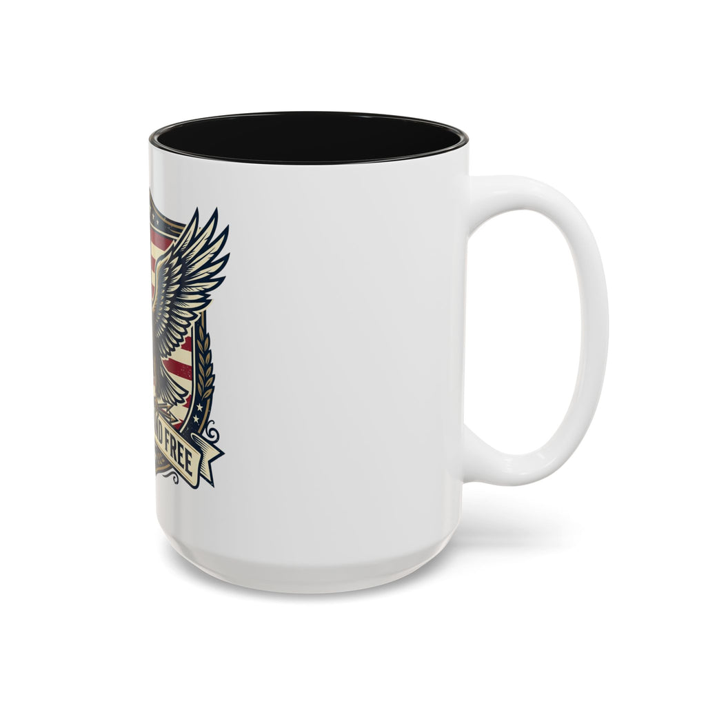 United and Free Eagle Mug Patriotic Two-Tone Accent Coffee Cup (11oz, 15oz)