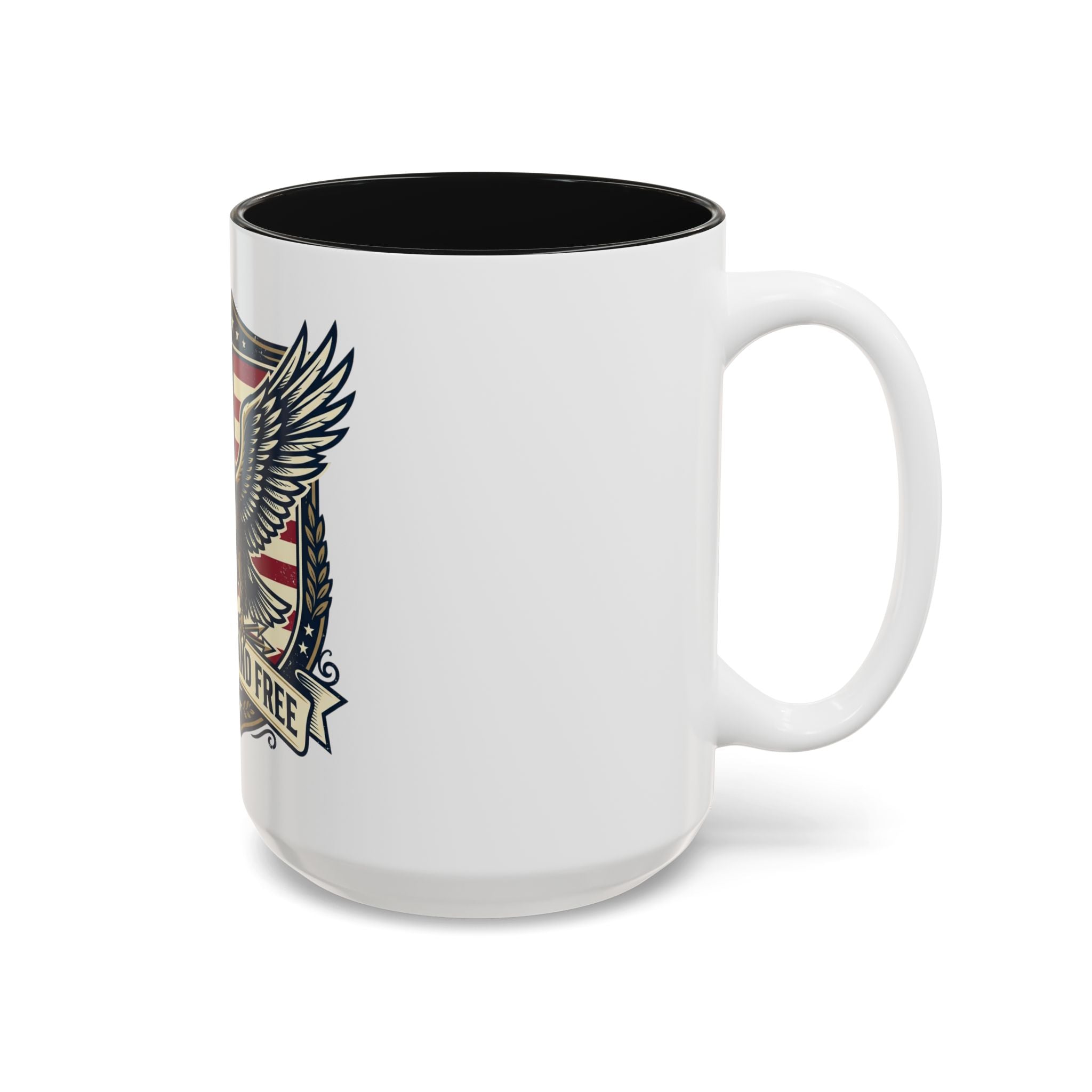 United and Free Eagle Mug Patriotic Two-Tone Accent Coffee Cup (11oz, 15oz)